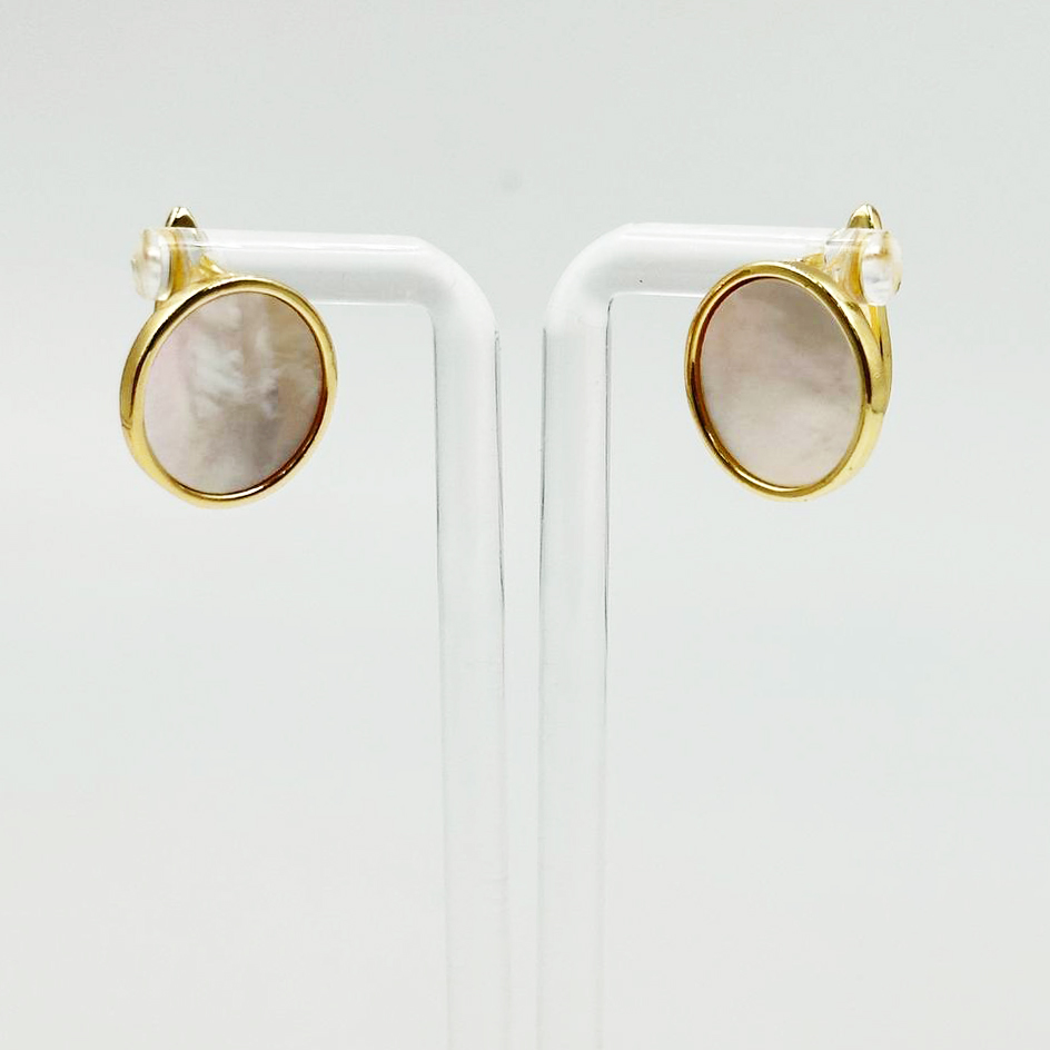 Швензы с натуральным перламутром размер 16мм цвет золото