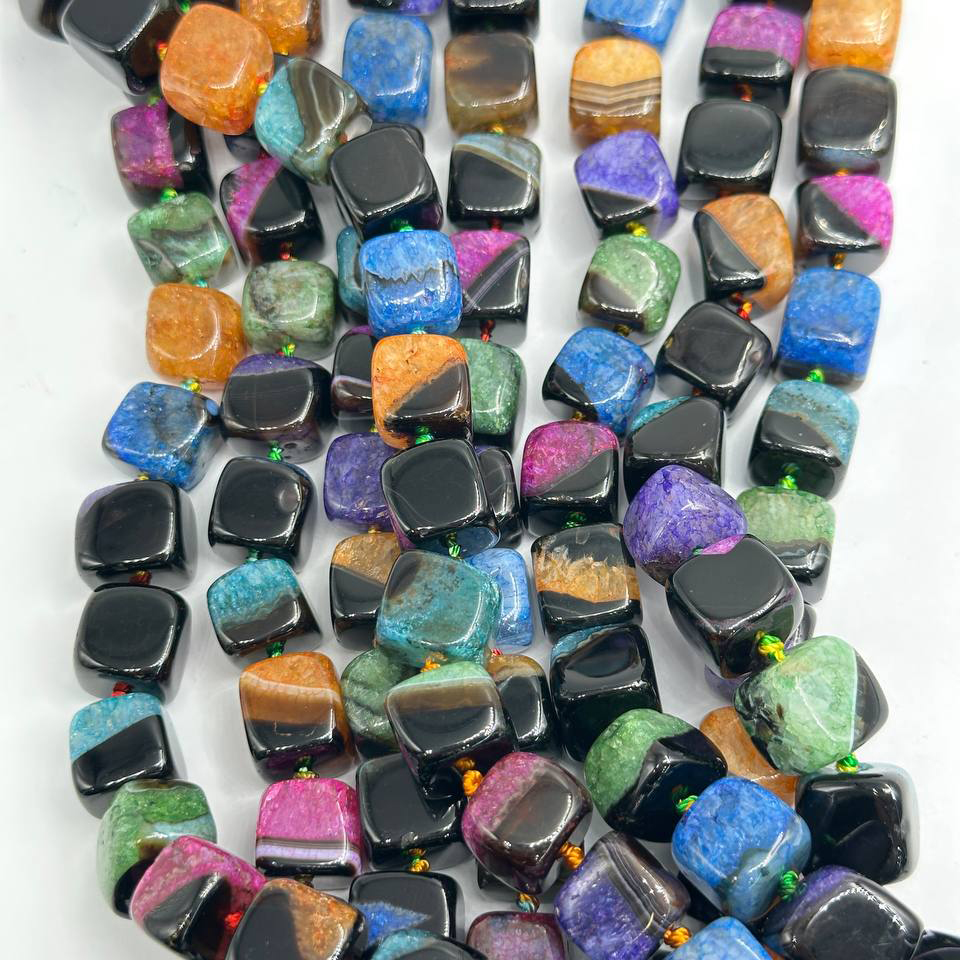 Агат мягкий квадрат размер 13мм натуральный тонированный камень