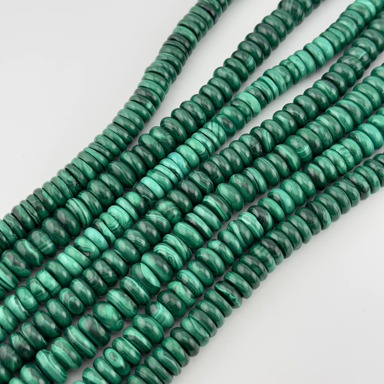 Бусины малахит рондель размер 6,5*13мм натуральный камень