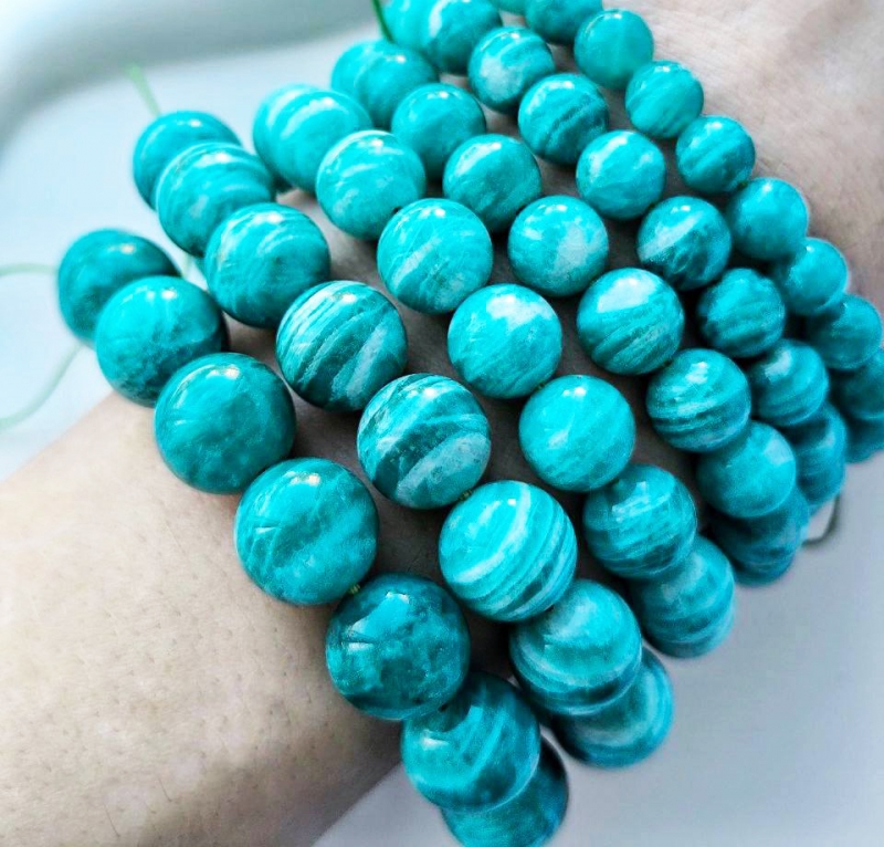 Браслет из Амазонита диаметр бусин 8мм 9мм 10мм 11мм 12мм 13мм длина изделия 19см